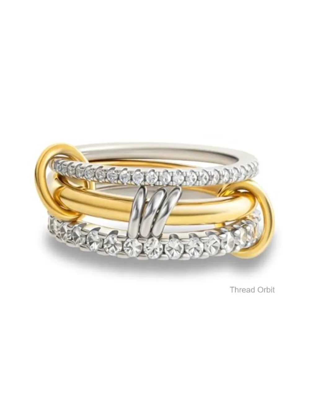 18k Gold Plated Cubic Zirconia Stackable Ring Set Multi Metal